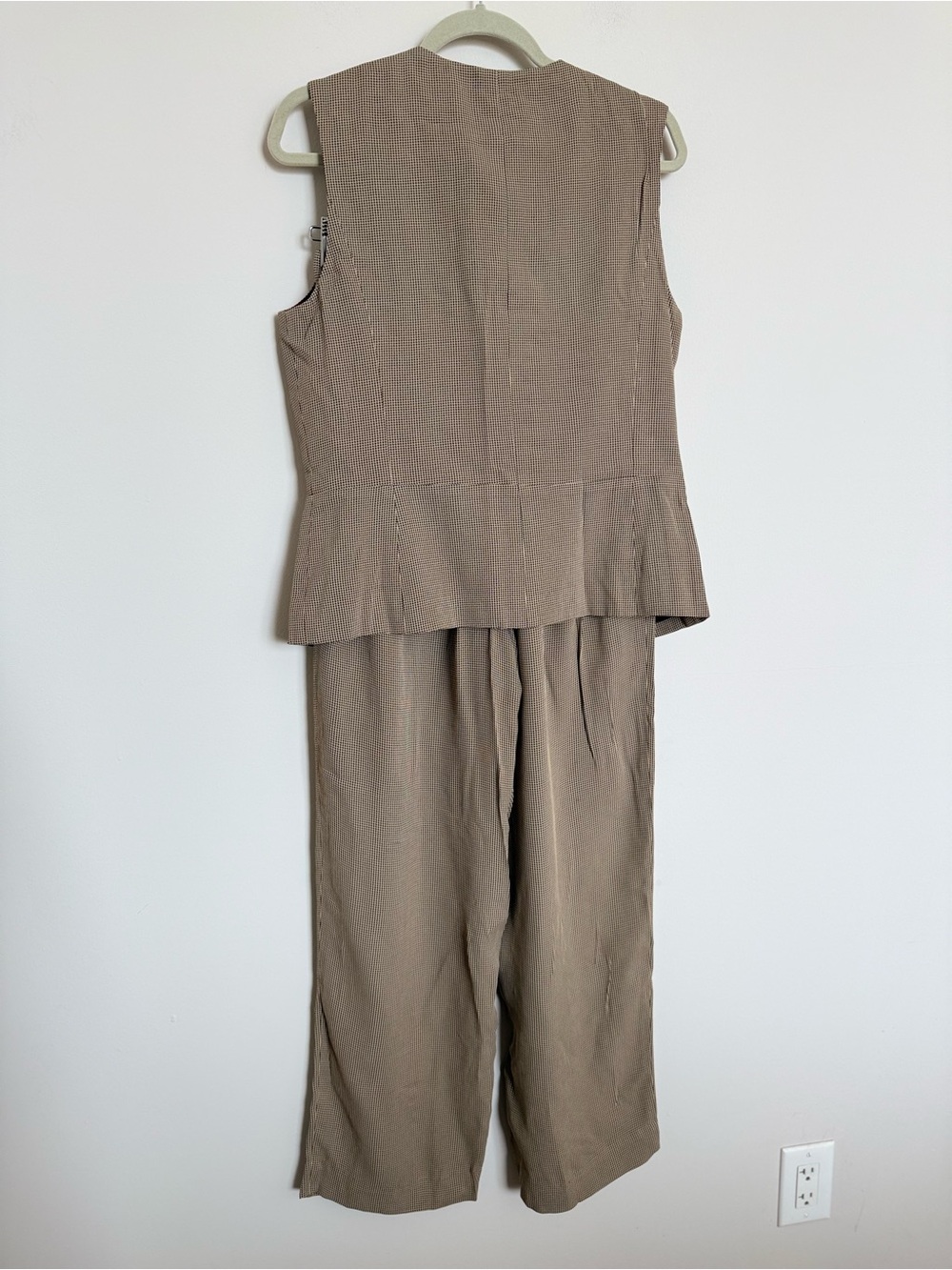 Ann Taylor Houndstooth Pant Suit Set Vest & Wide Leg Pants Size 8 Career Wear - Picture 4 of 12